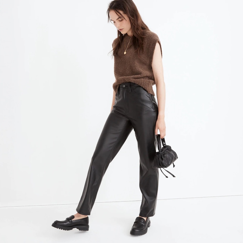 Madewell Faux Leather The Perfect Vintage Straight Jean NG511 - Black - 30